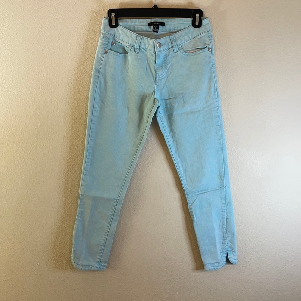 Aqua blue skinny jeans